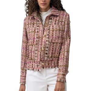 Adrienne Landau Pink and Brown Tweed Cropped Jacket